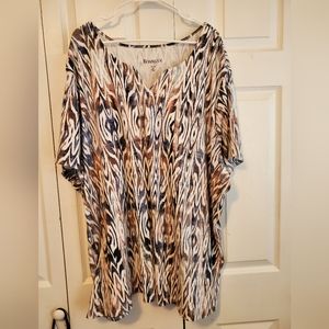 Roman's Woman's 4X Top Brown and Denim Blue.